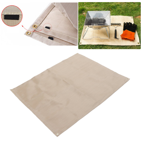 Utendørs camping brannsikker matte glassfiber høy temperaturbestandig branngrop matte camping piknik tilbehør stor 100x80 cm