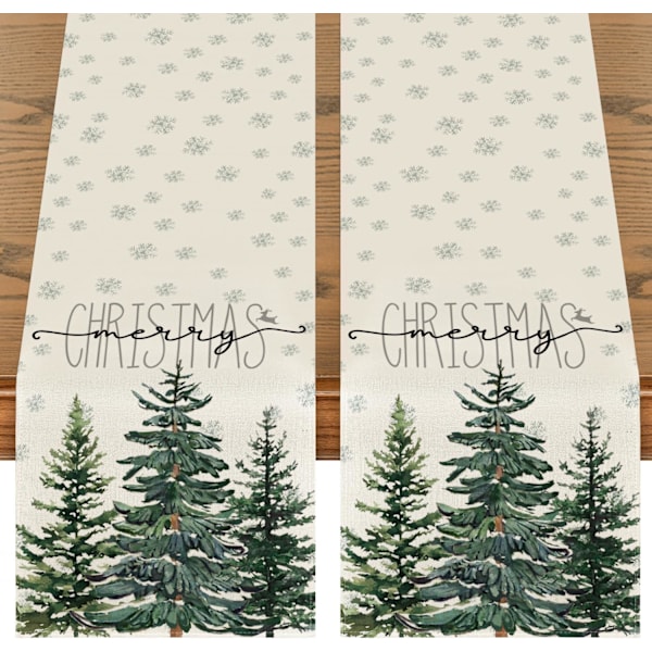Beige Tallskogssnöflinga God Jul Bordlöpare, Säsongsbetonad Vinter Jul Semester Kök Matbord Dekoration 13 x 72 Tum Beige