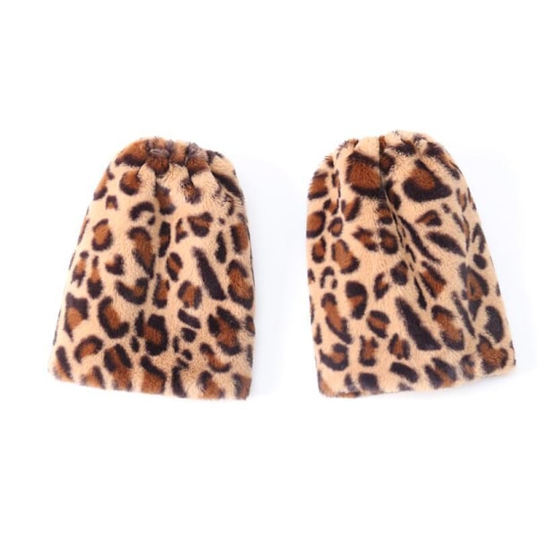 Fluffiga och Luddiga Leopard - tryckta Faux - päls Stövlsstrumpor för Flickor - Chunky, Pile - up, Plus - storlek, Mitten - kalv Längd, 40cm, för Fashionistas!