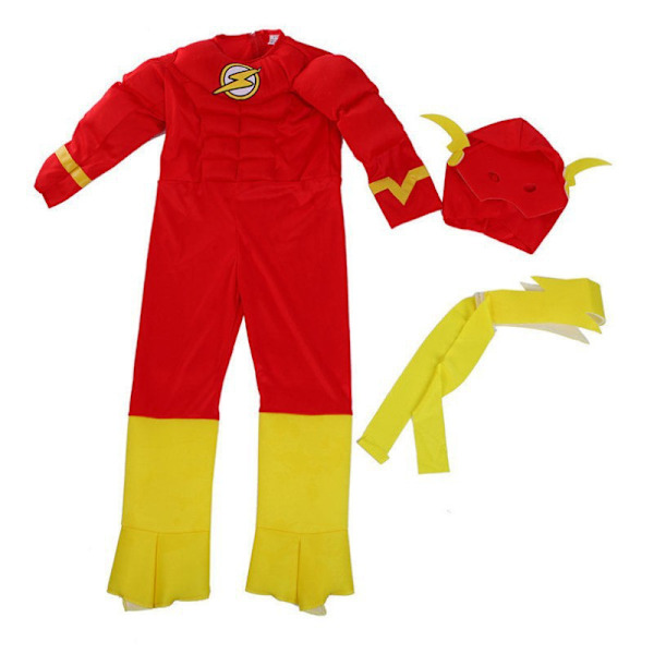 Flash-dräkt för barn, superhjältedräkt för pojkar, Halloween-rollspelsmask, fantasi - 3 delar L(120-130CM) L type 1