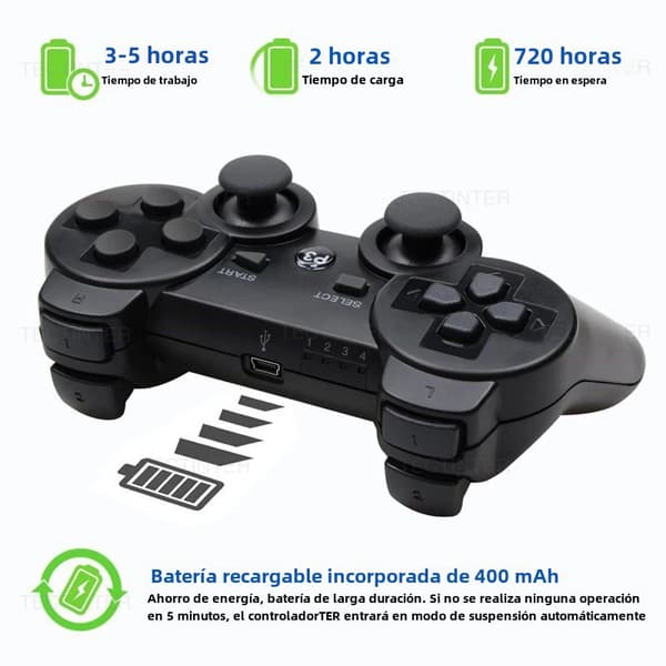 Hvid Bluetooth-spilcontroller, kompatibel med PS3-konsol, trådløs 6-akset gamepad, indbygget batteri