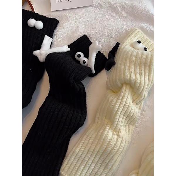 Ihastuttavat käsi - pitävät sukat naisille ja lapsille - Muodikkaat ja monipuoliset, hauskat ja söpöt 3D-kuviot, pörröiset vasikasukat mustana Children's 27cm