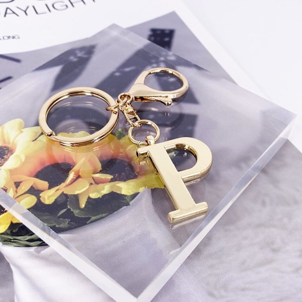 Nøglering med Guld Bogstav A-Z til Kvinder Taske Charms Pung Charms Til Håndtasker Metal Alphabet Initial Letter Nøglering P