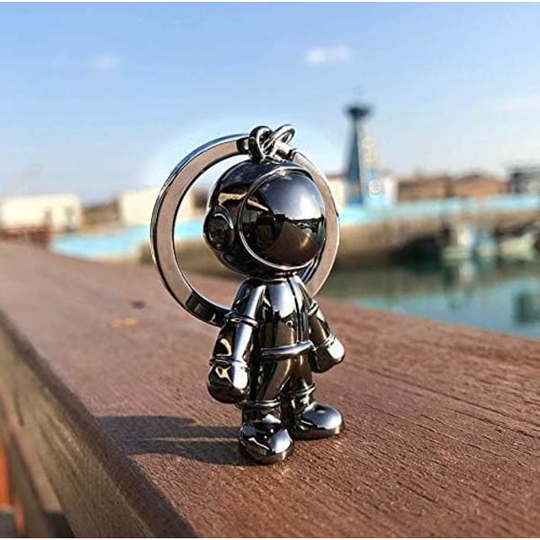Musta Robot-Avaimenperä Miehille Luova Avaruusmies Auton Avaimenperä Renkaana Toimistoon Reppuun Lompakkoon Koristeeksi Black