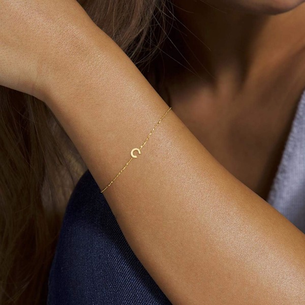 Elegant guld-bogstav armbånd til kvinder, udsøgt personligt guld armbånd til kvinder, bogstav armbånd til piger, smykkekæde armbånd Gold E