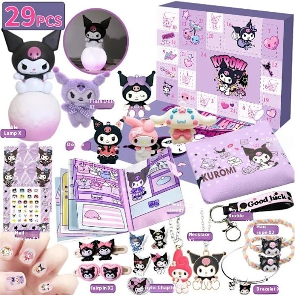 Adventskalender för Flickor 2024 - Julkalender Tillbehör Juldekorationer Kuromi