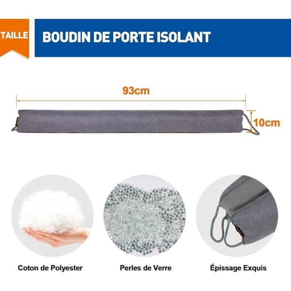 93 cm grå isoleret dørspalte vindproof strip, bund af dør, kuldebeskyttelse og støjreduktion, stofpolstring.
