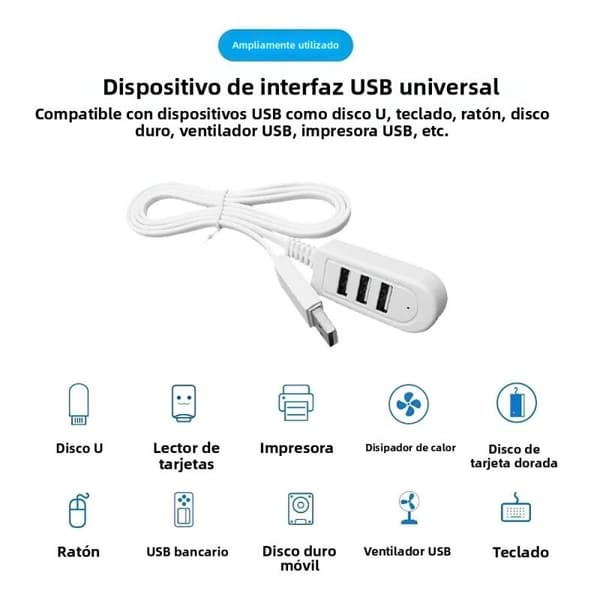 Kabellengde: 2 stk; hvit 1,18 m - 3-i-1 Multifunksjonell USB-omformer/lader med USB-port-hub, datakabler