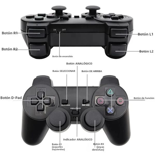 Blå Transparent Vibrerende Trådløs Gamepad, Kompatibel med PS2, PC USB Controller