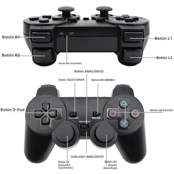 Sort Transparent Vibrerende Trådløs Gamepad, Kompatibel med PS2, PC USB Controller