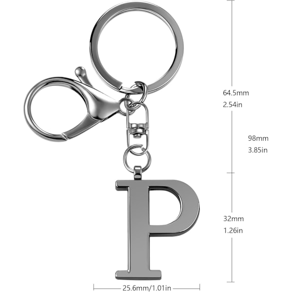 Kultaiset A-Z Kirjain Avaimenperät Naisille, Laukun Ripustuskorut, Lompakon Ripustuskorut Käsilaukuille, Metalliset Alfabetin Alkutaipaleen Kirjain Avaimenperät Black-p