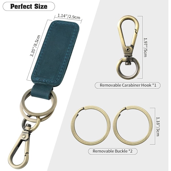 Ægte Læder Bil Nøglering, Universal Nøgleholder, Læder Nøglering til Mænd og Kvinder, JC306 Blue*3