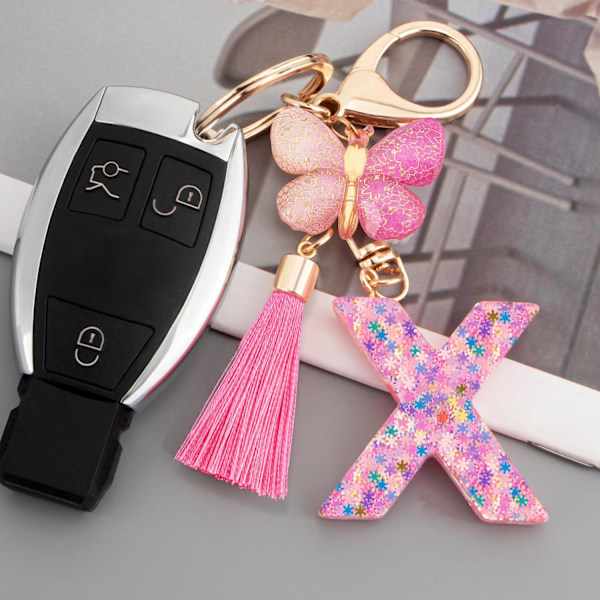 Sööt roosad võtmehoidjad naistele ja tüdrukutele, algustähega võtmehoidjad tutiga, ripatsid võtmetele, rahakotile, käekottidele ja seljakottidele Colorful Pink Butterfly-x