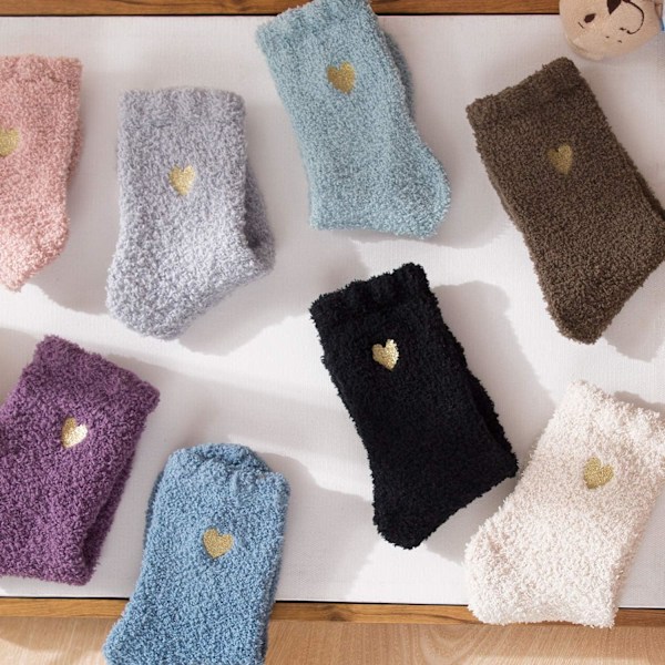 Mysiga Varma Toffelstrumpor Kvinnor Super Mjuka Mikrofiber Bekväma Sovstrumpor 6 eller 5 Par A7