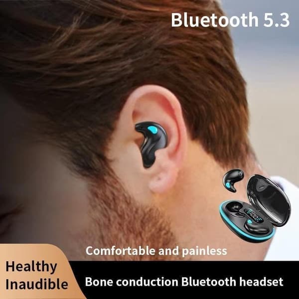 Sovhörlurar, trådlösa Bluetooth 5.3 Mini In-Ear-hörlurar, komfort för sidosovande, 30 timmars batteritid, LED-display, mikrofon