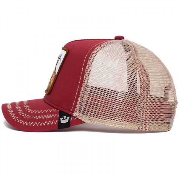 Unisex Mesh Trucker Hat Firkantet Patch Baseball Cap til Damer Mænd Klassisk justerbar almindelig hat (Lion Khaki)