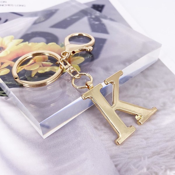 Nøglering med Guld Bogstav A-Z til Kvinder Taske Charms Pung Charms Til Håndtasker Metal Alphabet Initial Letter Nøglering K