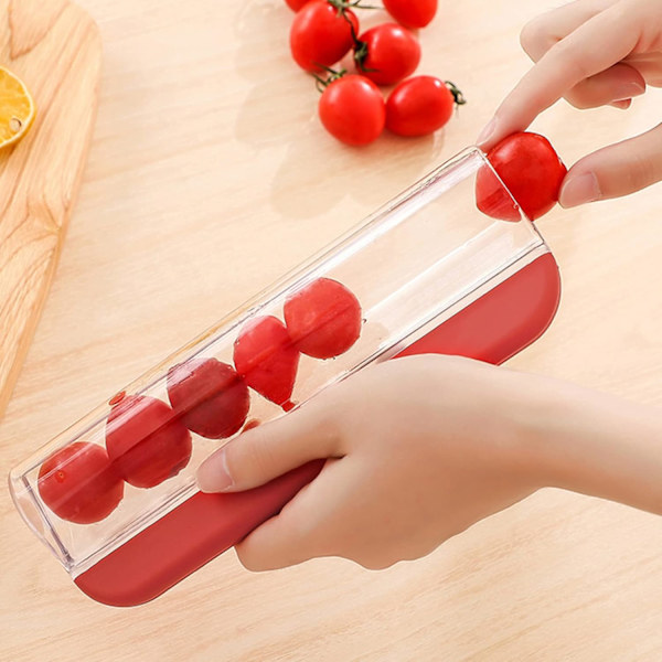 2 stk. Tomatskærer Multifunktionel Drue Cutter Lille Frugt Cutter Drue Køkken Tilbehør Kage Dekoration Værktøj Frugt Slicer (Rød, Grøn)
