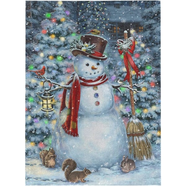 Glædelig Jul Træ Rød Haveflag Vinter Snefnug Dobbeltsidet Flag 12\" x 18\", Jul Rustik Vinter Sne Ferie Nytår Lille Haveflag Banner Snowman