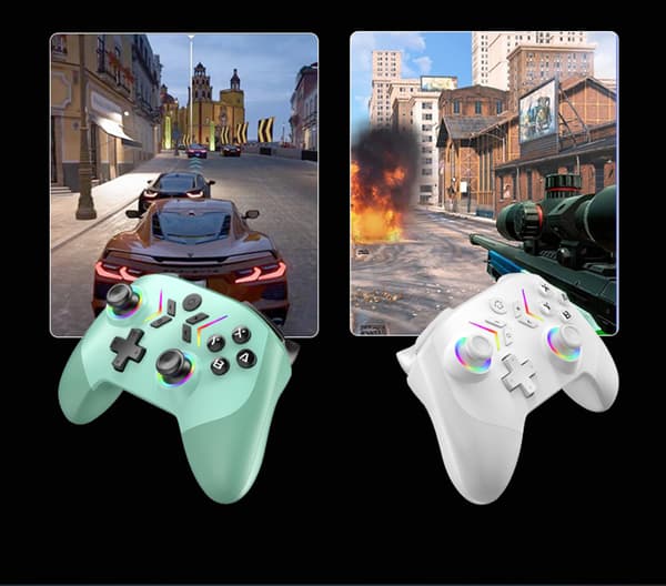 Sort Trådløs Bluetooth Gamepad Kompatibel med Switch, 6-Akset Gyro, RGB, Makrofunktion