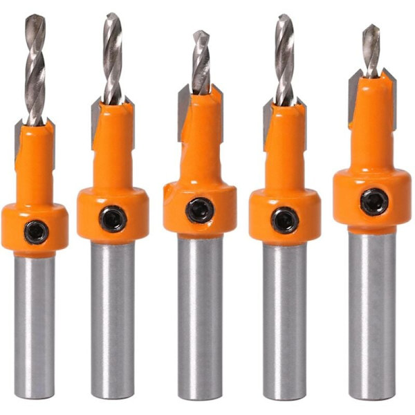 5-delt undersænkerbor-sæt, træundersænkerbor, (2,8/3/3,2/3,5/4 mm)