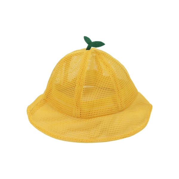 Barnehatt med justerbar snor, søt netting, pustende sommerhatt, gul yellow