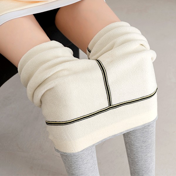 Höst-vinter Stickade Leggings: Ribbade, Vertikala Ränder, Fleecefodrade, Hög Midja, Magkontroll, Beskurna Pennleggings för Alla Kroppar i M - XXL XL (110-140 catties)