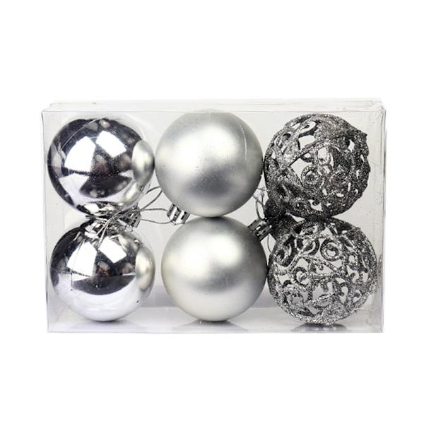 Julekugle-hængende pynt sæt Juletræspynt silver 8cm