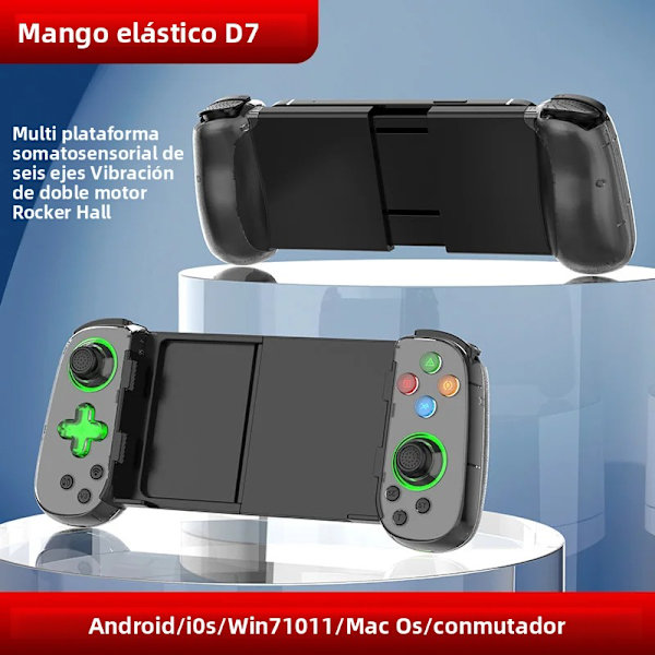D7 Svart RGB Trådlös Tablet Controller Kompatibel med Switch, Android & iOS, Utdragbart Grepp