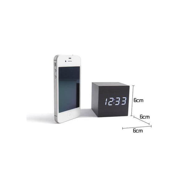 Træ LED Vækkeur Tid Dato Temperatur Display Multi Alarm
