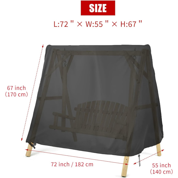 Utomhusgungskydd, A-ram Patio Gungskydd, Gungskydd för Utomhusmöbler Veranda Skydd Glider Hängmatta Skydd Vattentät (72''LX55''WX67''H) 72''LX55''WX67''H