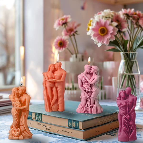 Par Serie - Kys, 3D Valentinsdag Lysform, DIY Rose- og Kys-Formede Lys, Egnet til Duftlys, Chokolade Dessertkage D