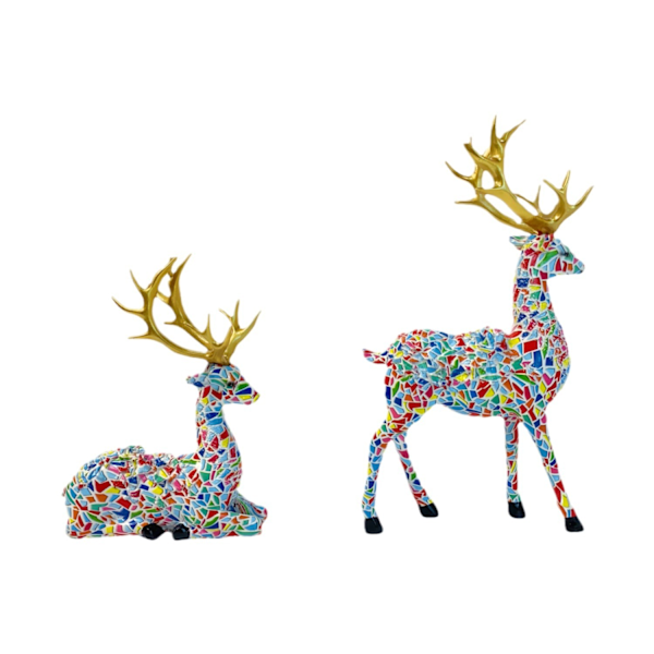 Vannoverføringsutskrift reinsdyrfigurer, elegant julepynt for julefester, sett med 2