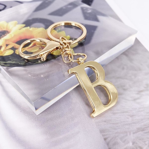 Nøglering med Guld Bogstav A-Z til Kvinder Taske Charms Pung Charms Til Håndtasker Metal Alphabet Initial Letter Nøglering B