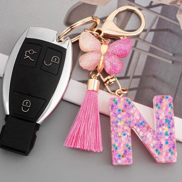 Sööt roosad võtmehoidjad naistele ja tüdrukutele, algustähega võtmehoidjad tutiga, ripatsid võtmetele, rahakotile, käekottidele ja seljakottidele Colorful Pink Butterfly-n