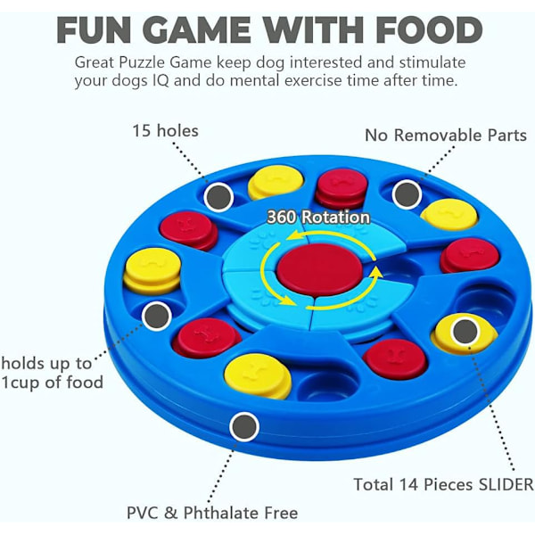 Hundpussel Leksak Interaktiv Leksak för Valp IQ Stimulering & Godis Träningsspel Godisdispenser för Smarta Hundar, Valp & Katter Rolig Matning (Nivå 1-3) ...