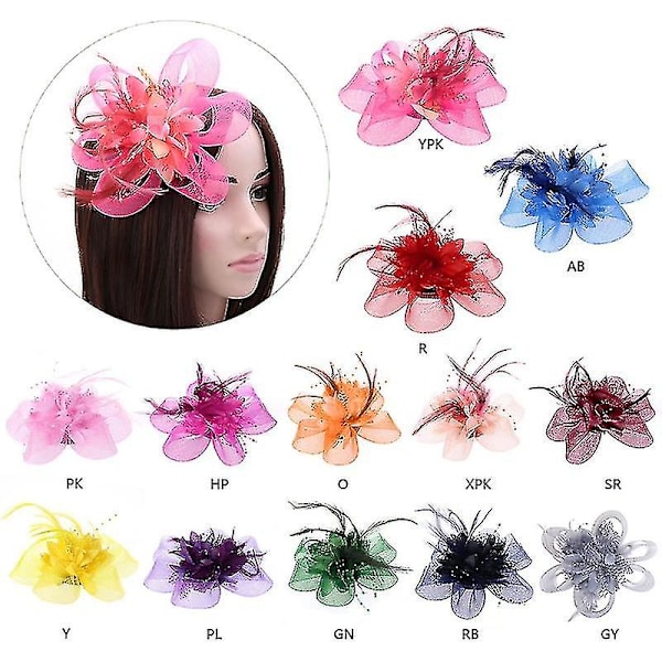 Mode Kvinder Blomst Fjer Perler Mesh Corsage Hårklemmer Piger Damer Kvinde Fascinator Brude Hårbånd Ny Høj Kvalitet-mxbc