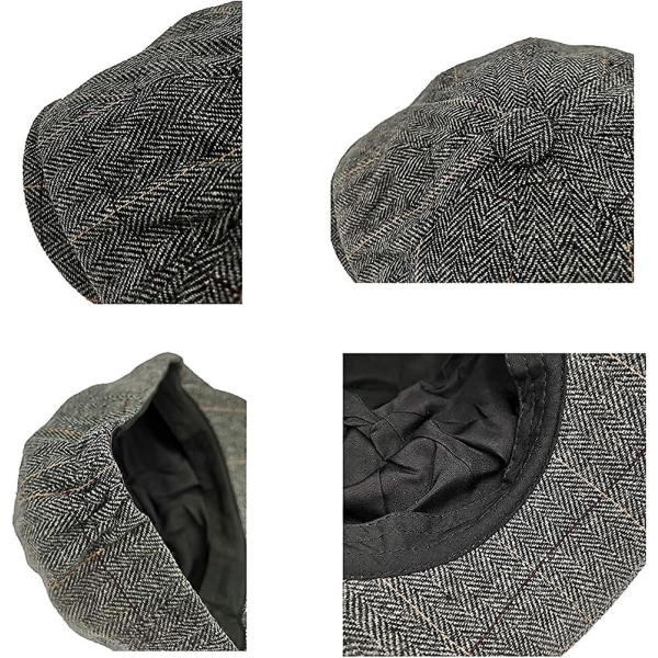 Newsboy Cap Baker Pojke Hatt Platta Kepsar Tweed Justerbar Peaky Fiskbenstyg Cap Acsergery Present