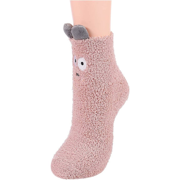 Pehmeät ja lämpimät tossusukat naisille - Superpehmeät mikrokuidut, mukavat nukkumissukat, 6 tai 5 paria 5 Pairs Cute Emotion