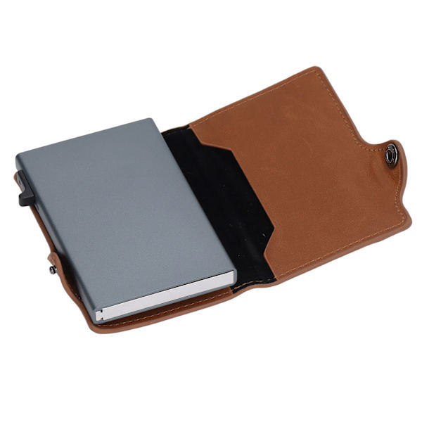 Aluminiumlegering PU-pung, Anti-tabt, Ultra-tynd ID-kreditkortholder, Egnet til Locator Tracking Device-Apricot Apricot