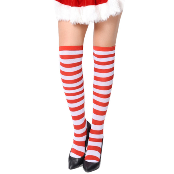 Nydelig Julekostyme Sett for Kvinner - Perfekt for Cosplay, Fester og Sceneopptredener Julefeiringer med Hatt, Skjørt og Stripete Sokker M