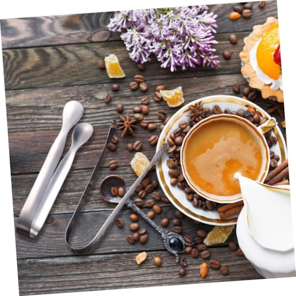 6 stk Isbitang, Sukkertang, Isbittang, Isbitklype, Kubbesukker Tang Klype Klemme Iskaffe Tang Matservering Klype Rustfritt Klype Brødklype Blank