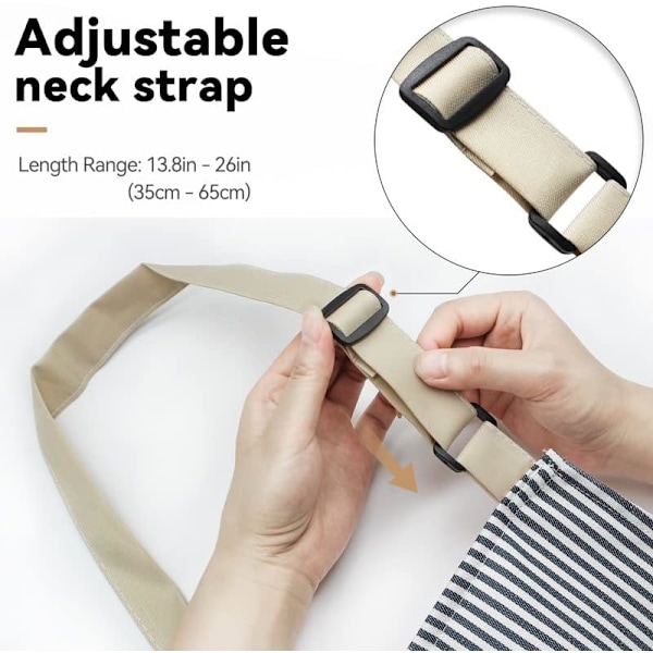 2-pack Köksförkläden, Justerbara Bib Mjuka Kockförkläden med 2 Fickor för Män Kvinnor Blå Ränder/Rosa Ränder E