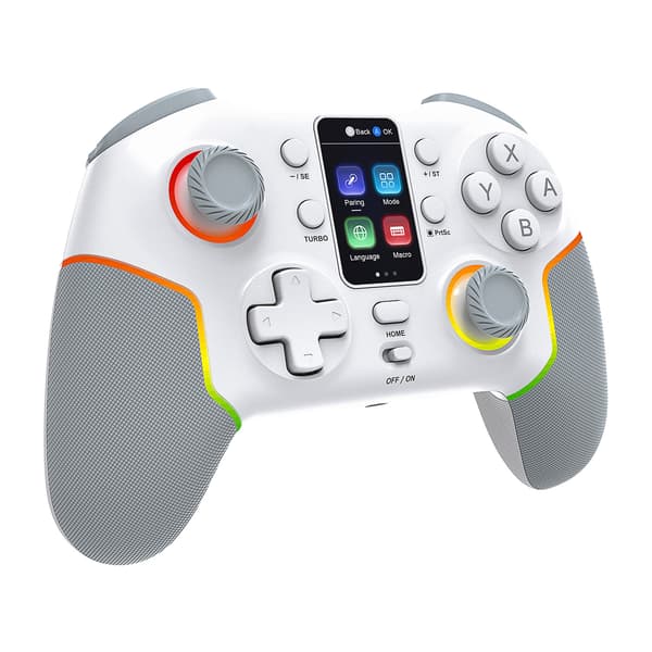 7052P Trådløs spillkontroller kompatibel med PC, Switch, iOS og Android, Smart Display, Turbo Vibrasjon, 1000mAh Batteri