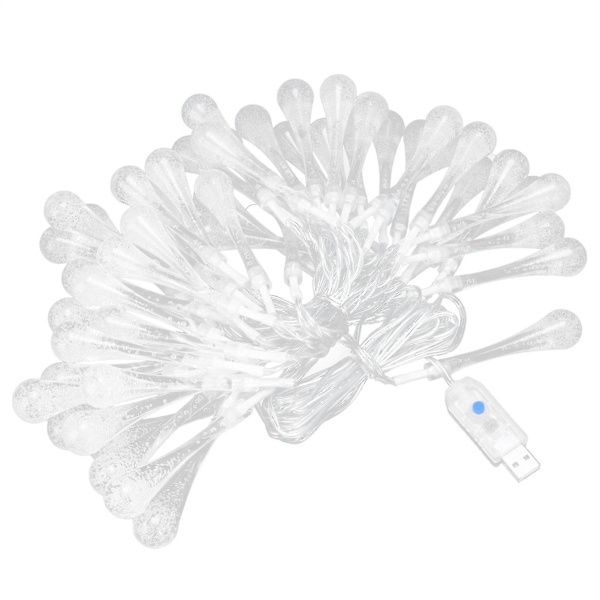 50LED Utomhus Gårdsplan Gräsmatta Slingljus - 16 Färger Vattendroppe Lampa med USB Fjärrkontroll (IP45)