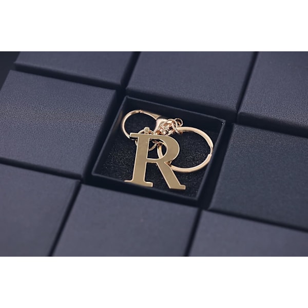 Nøglering med Guld Bogstav A-Z til Kvinder Taske Charms Pung Charms Til Håndtasker Metal Alphabet Initial Letter Nøglering R