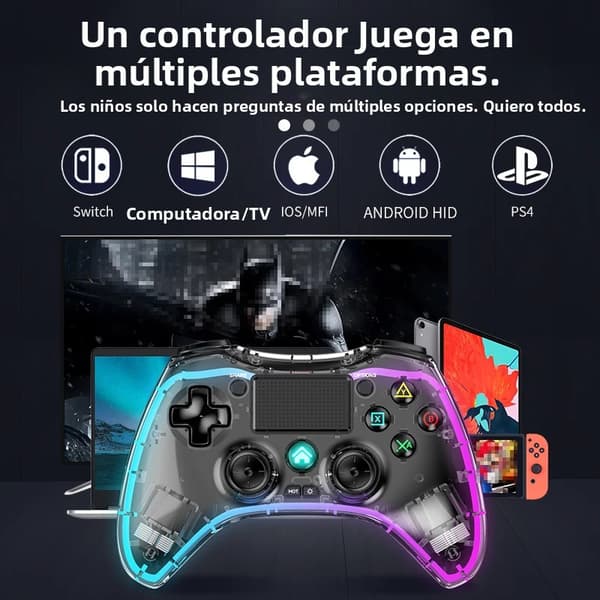 P05 Trådløs kontroller med PS4, seksakset rotasjon, programmerbare knapper, kompatibel med PS3, PC, iOS, Android