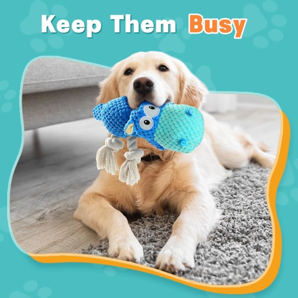 Hunde leker for aggressive tyggere - Hunde leker for å holde dem opptatt Squeaky hunde leker for store hunder (blå, medium)