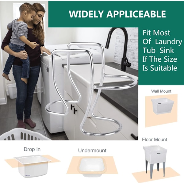 Justerbar Vaskemaskine Vaskeafløbsslange Holder Krog, Vask Tub Slange Guide Clip, Universal Utility Sink Slange Klemme, 304 Rustfrit Stål