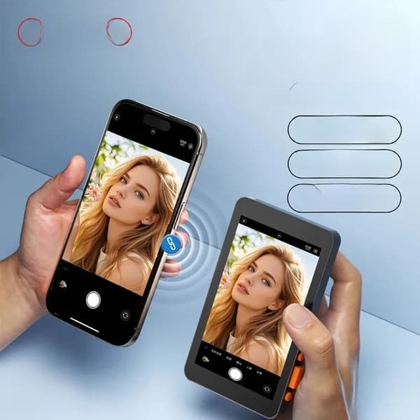 Magnetisk trådløs telefonskærmspejlingsadapter med bagkamera til Vlog Live Streaming Display Sort Black
